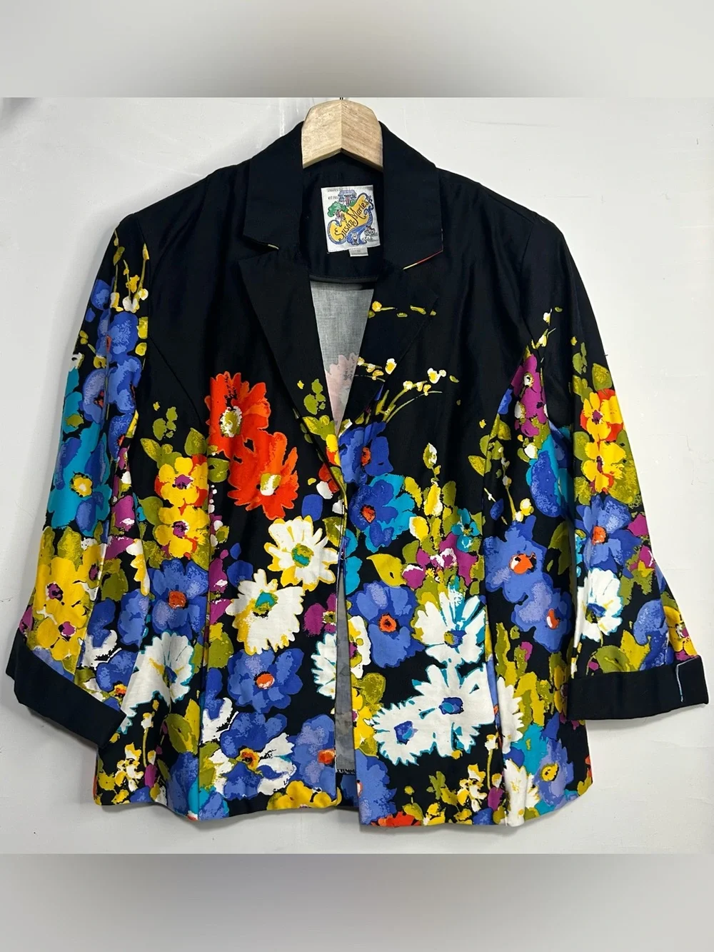 Susan Marie's Of‎ Salado Black Floral Blazer Jacket Small